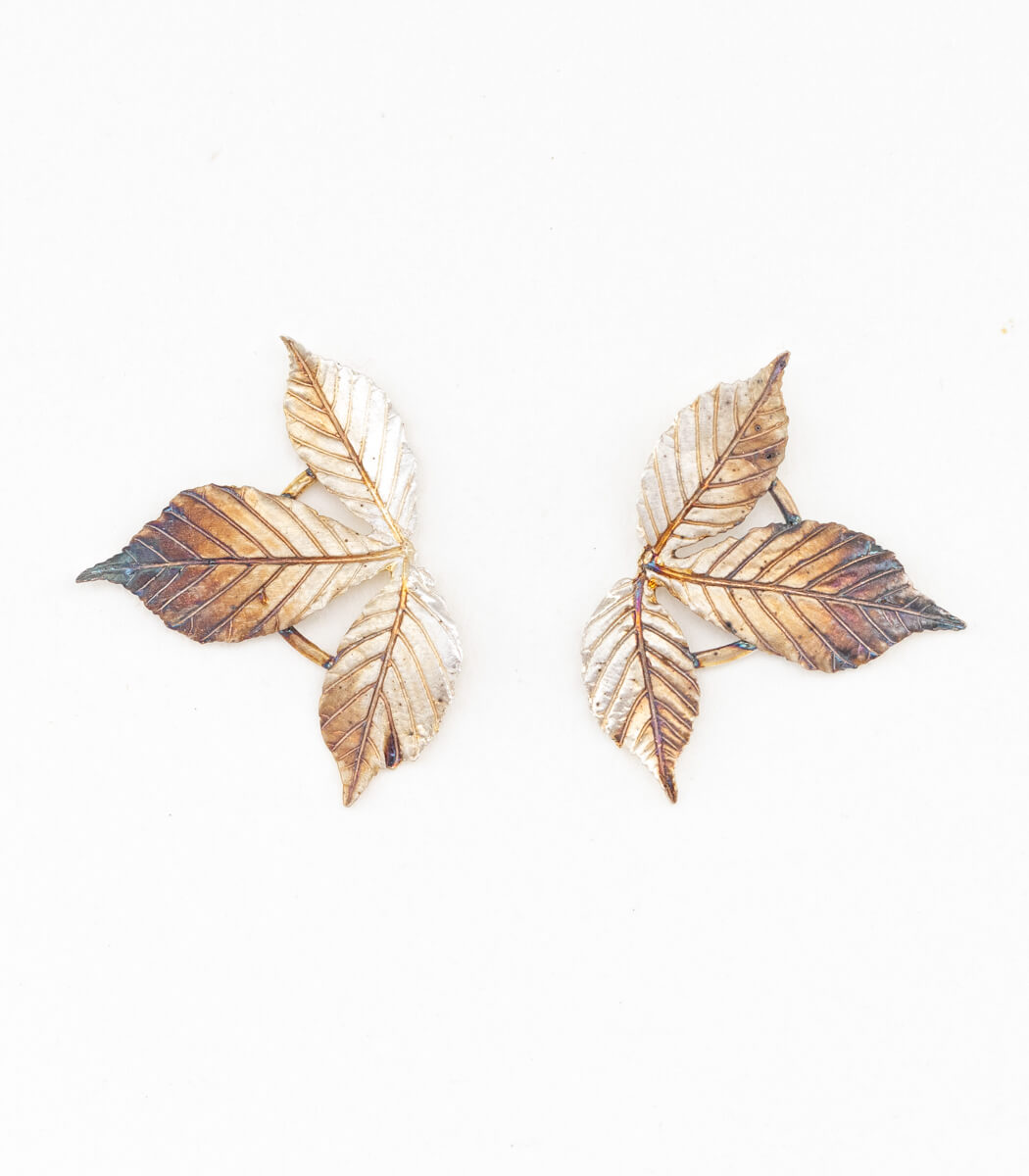 Chestnut leaf earrings silver