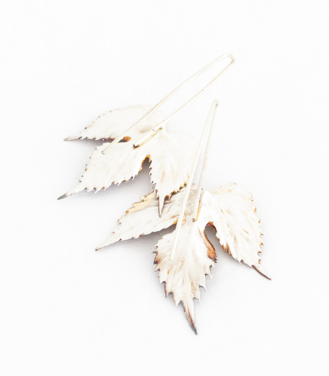 Hop leaf earrings silver