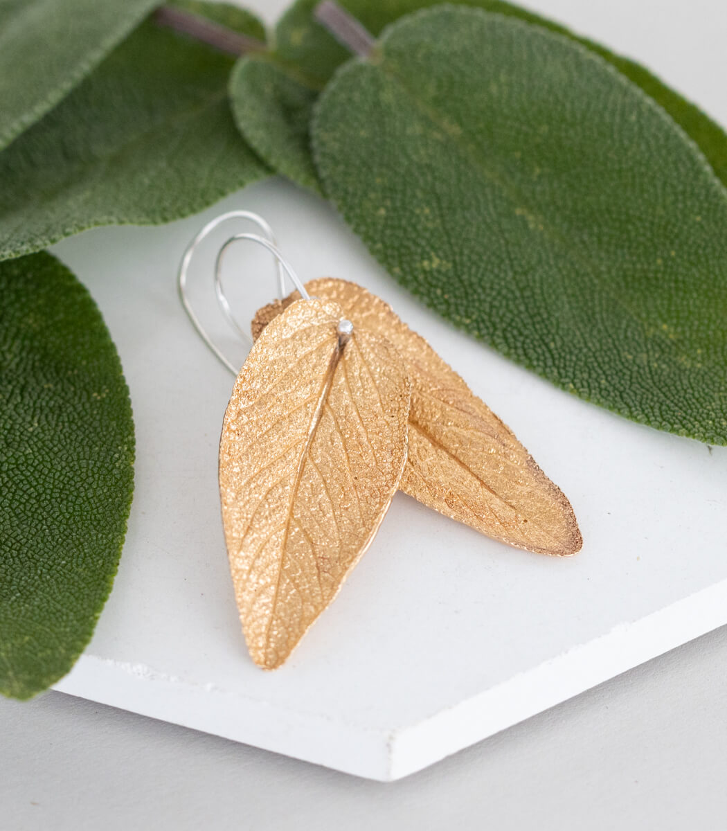 Salbeiblatt Ohrhänger Bronze