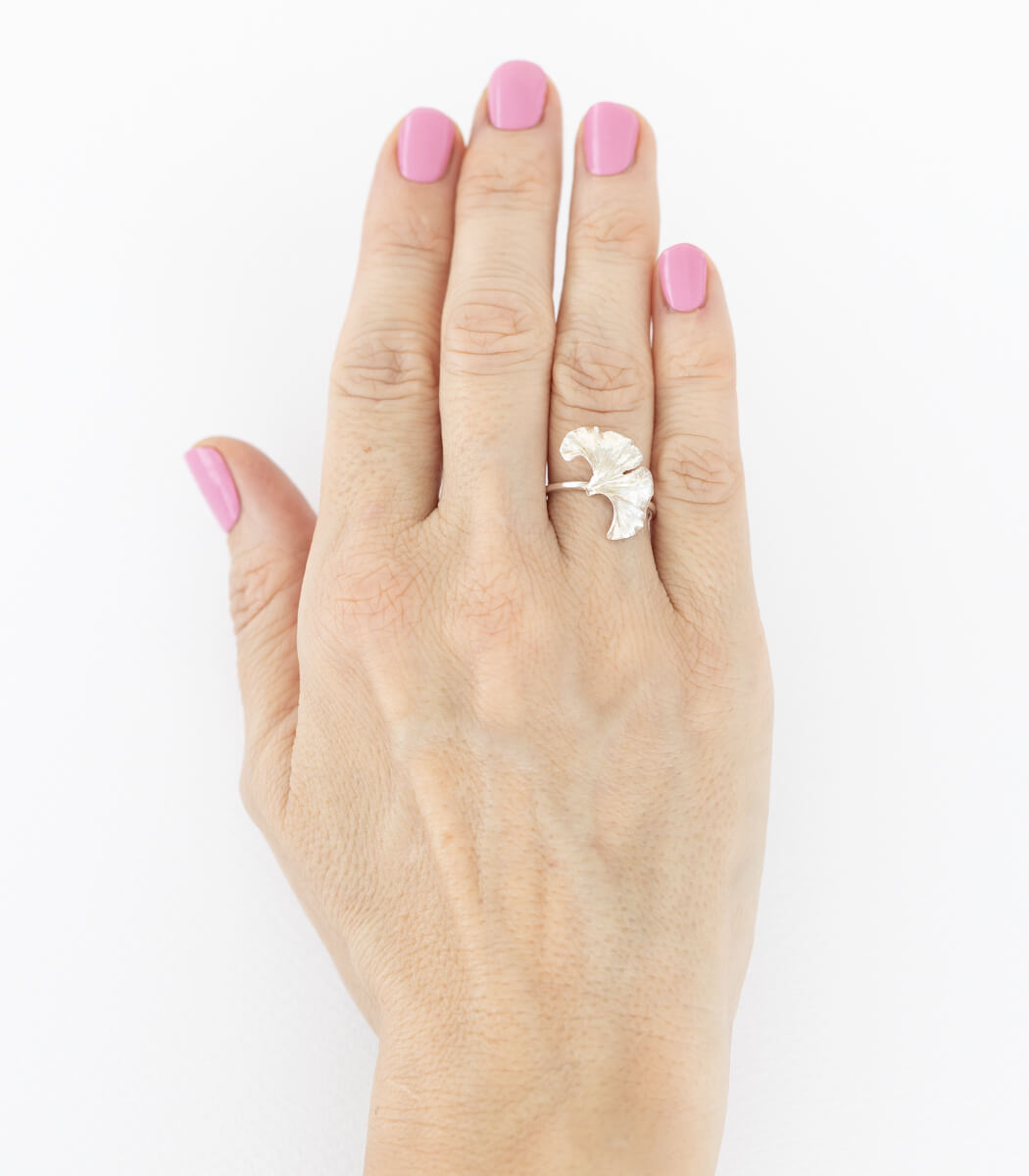 Ginkgoblatt Ring Silber Gr. 55