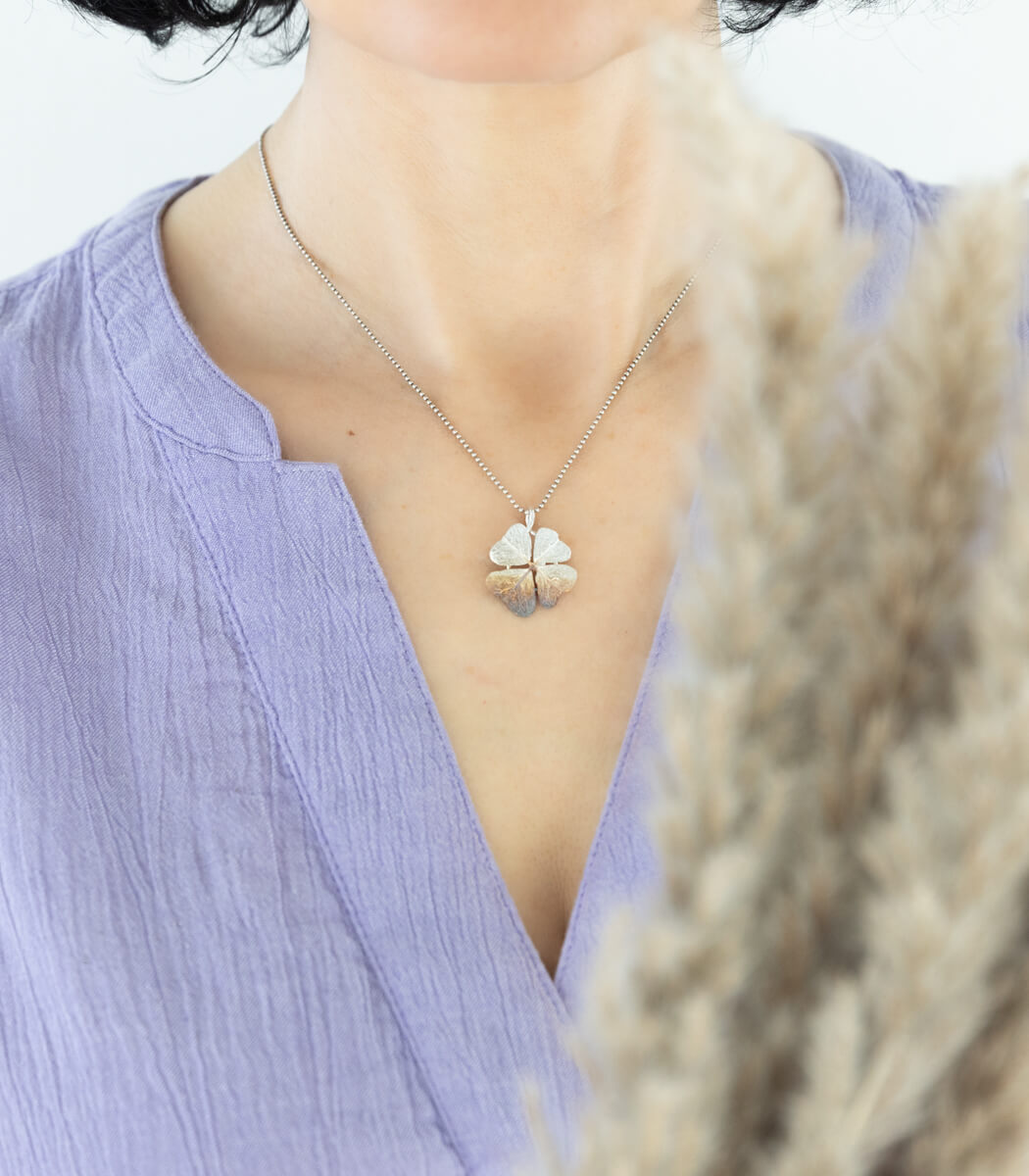 Glücksklee Anhänger Silber