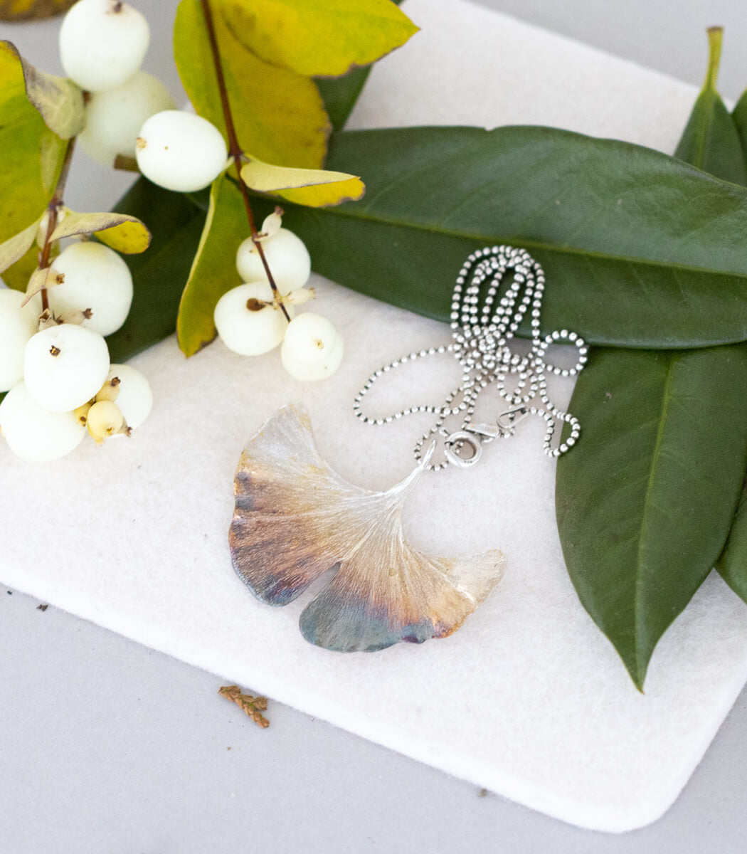Ginkgo Anhänger Silber