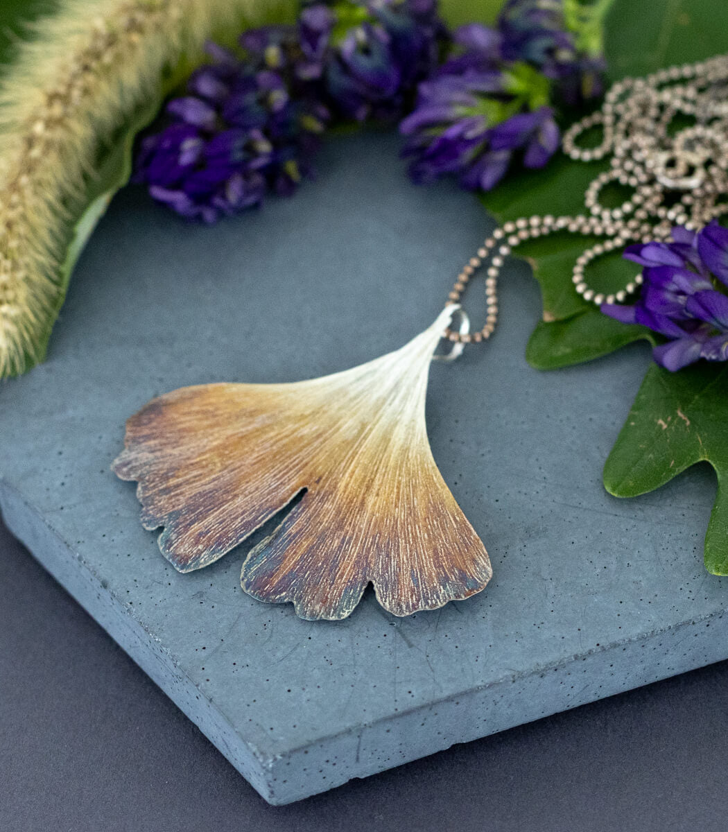 Ginkgoblatt Anhänger Silber