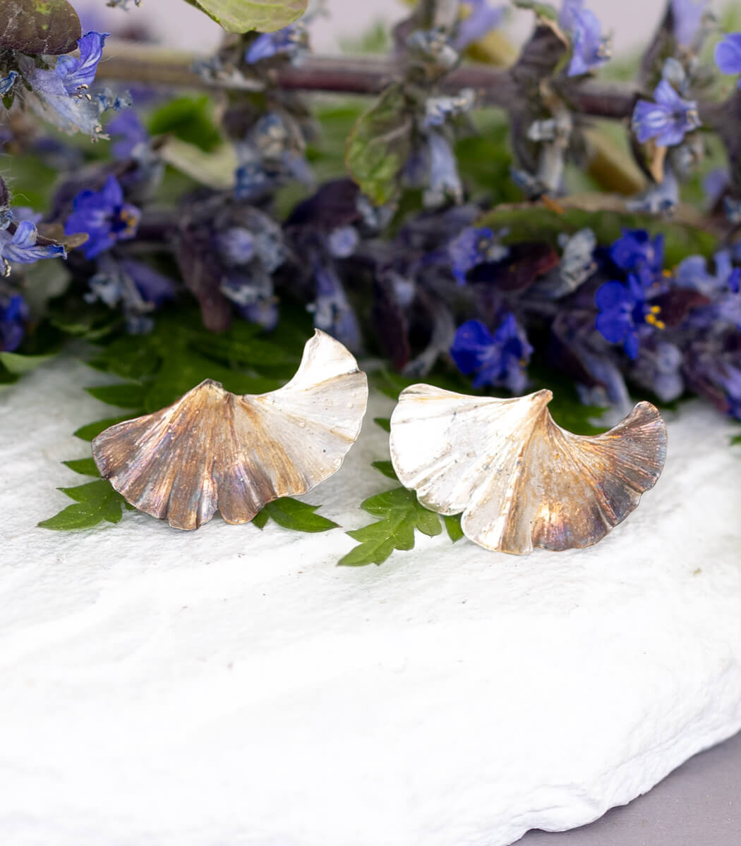 Ginkgo Ohrstecker Silber