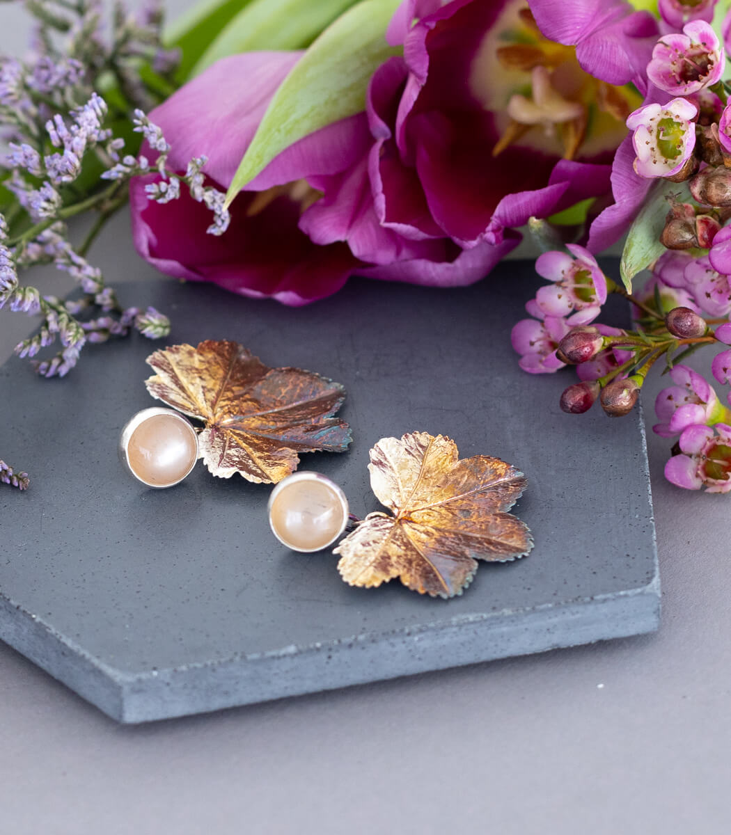 Frauenmantel Ohrhänger Mondstein Silber