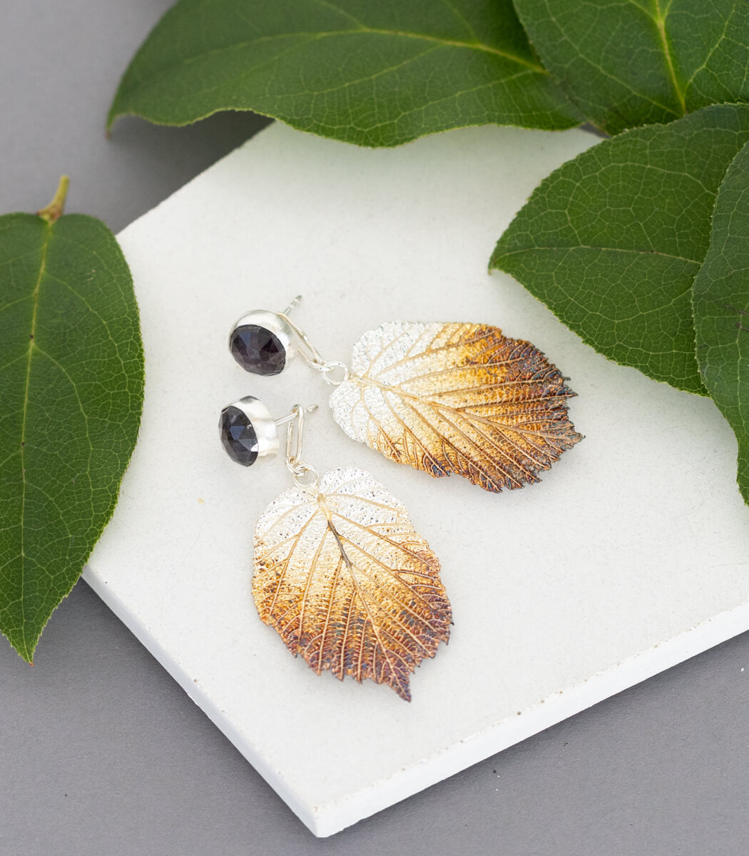 Haselnuss Ohrhänger Sternsaphir Silber