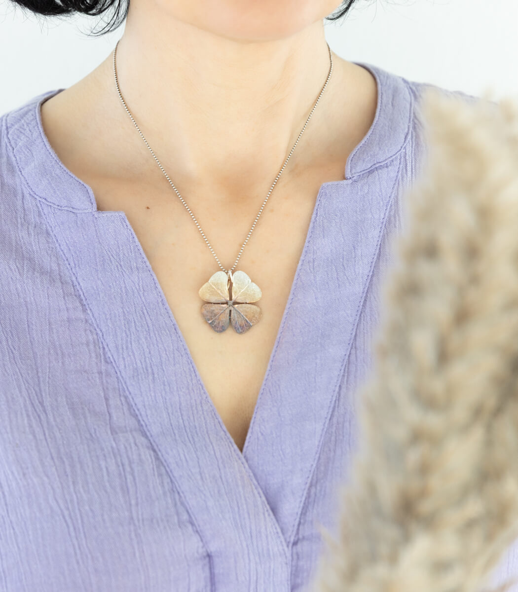 Glücksklee Anhänger Silber