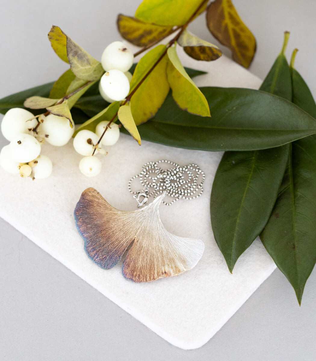 Ginkgo Anhänger Silber