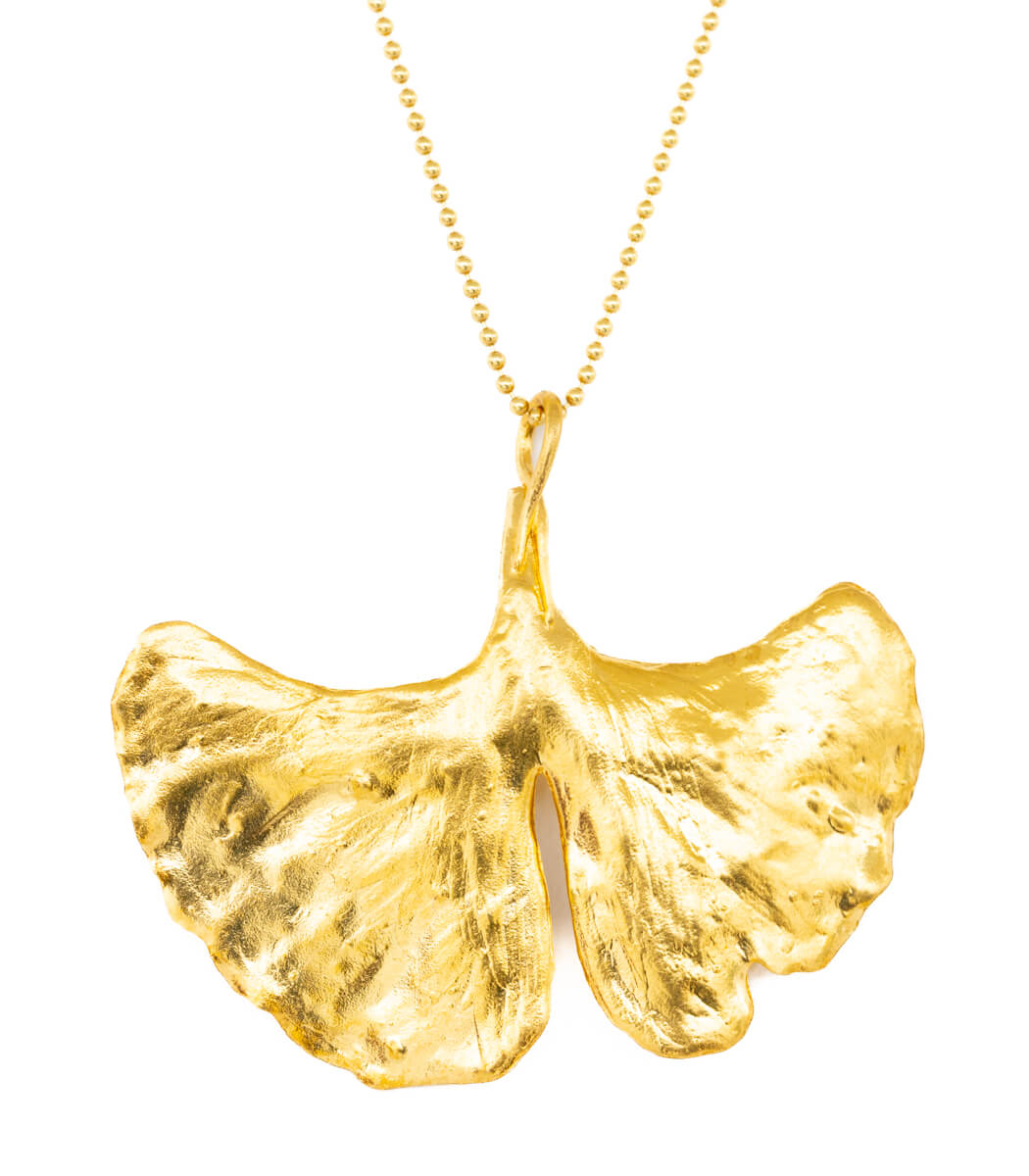 Ginkgoblatt Anhänger Gold