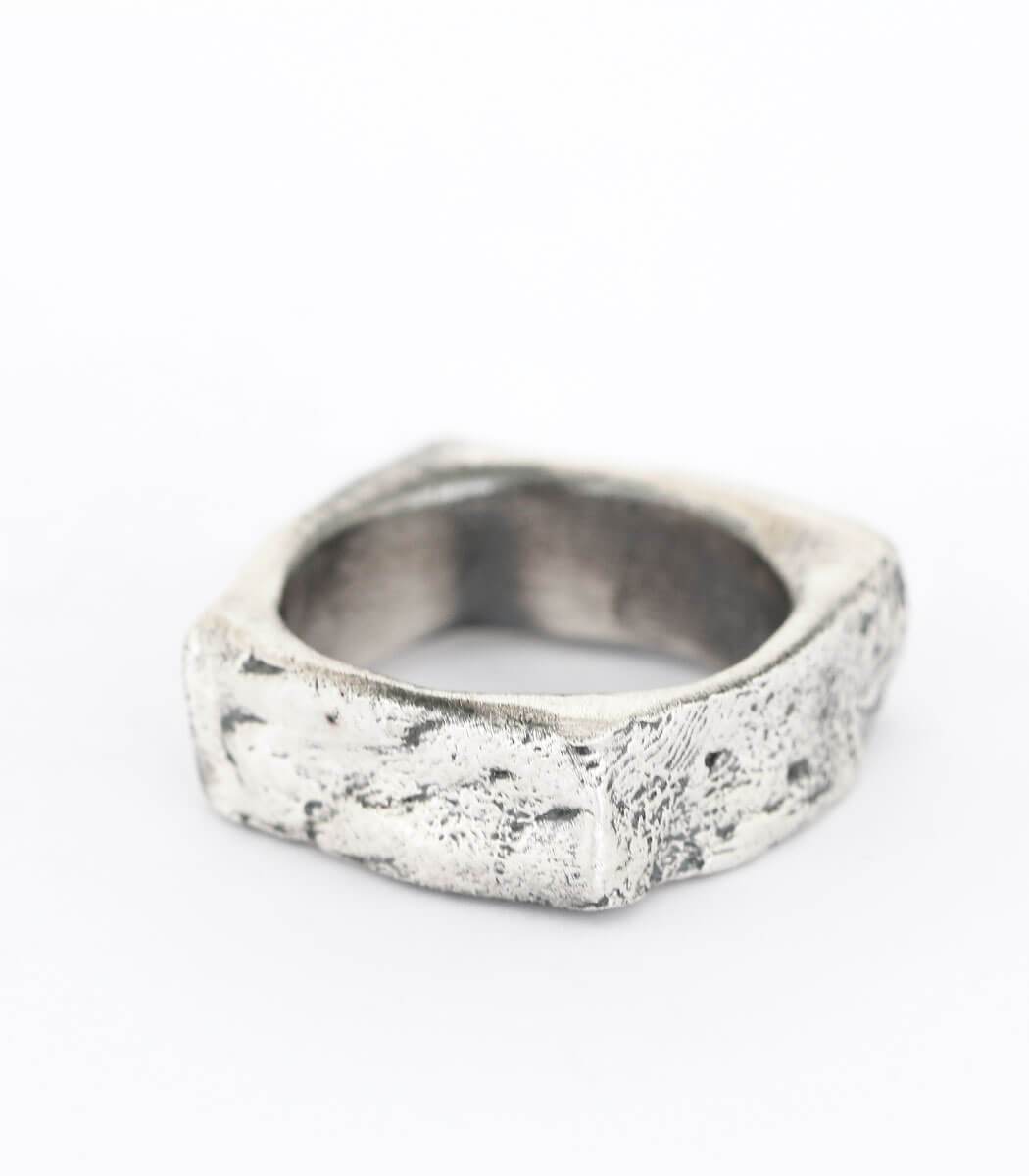 Silber Ring Steinstruktur schmal Gr. 54