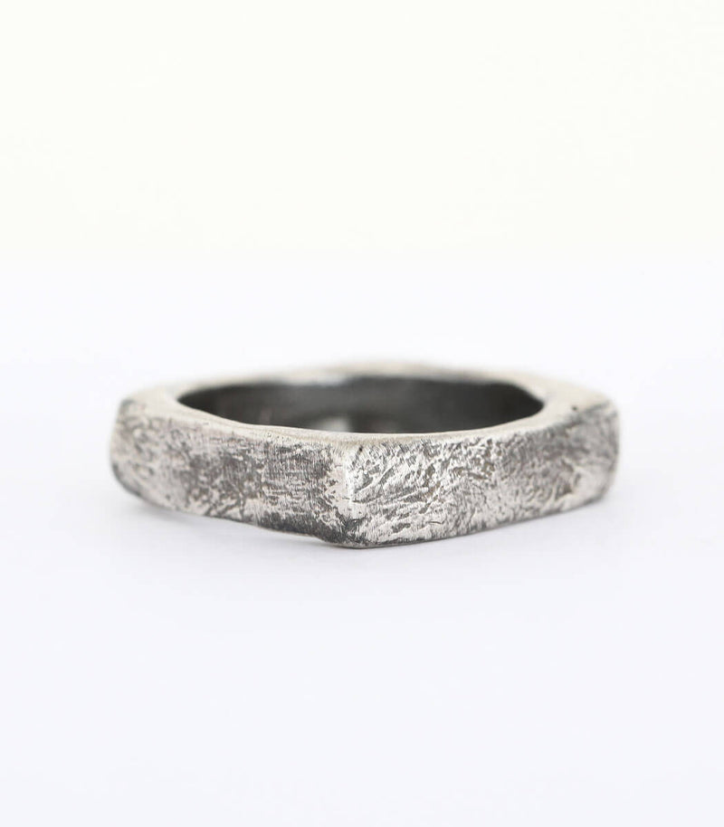 Silber Ring Steinstruktur schmal Gr. 55