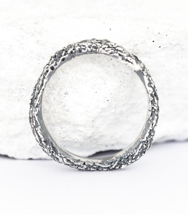 Ring Silber Baumrinde Gr.56