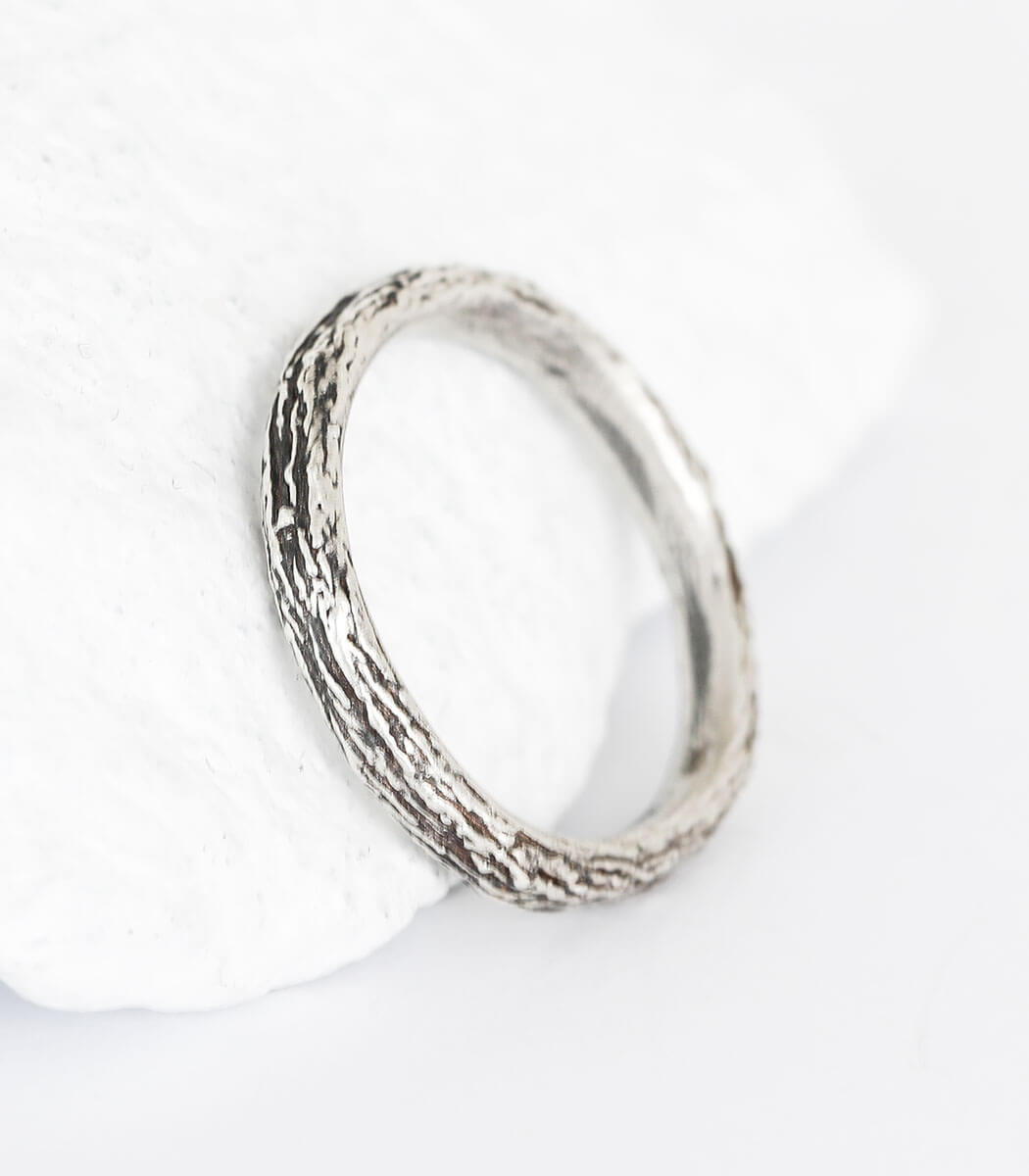 Ring Silber Baumrinde Gr.58