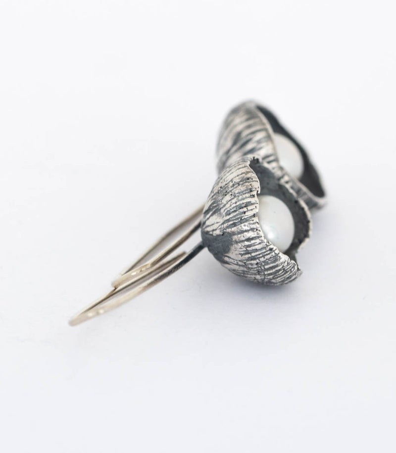 Silber Ohrhänger Blüte Perle