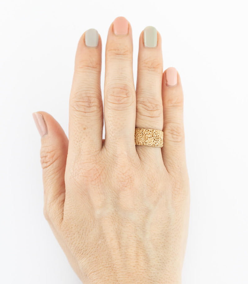 Bronze Ring Korallenstruktur Gr. 52