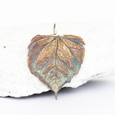 Linden leaf pendant silver