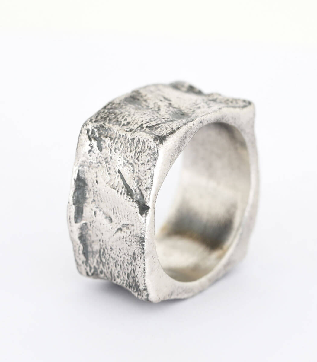 Silber Ring Steinstruktur Gr. 55