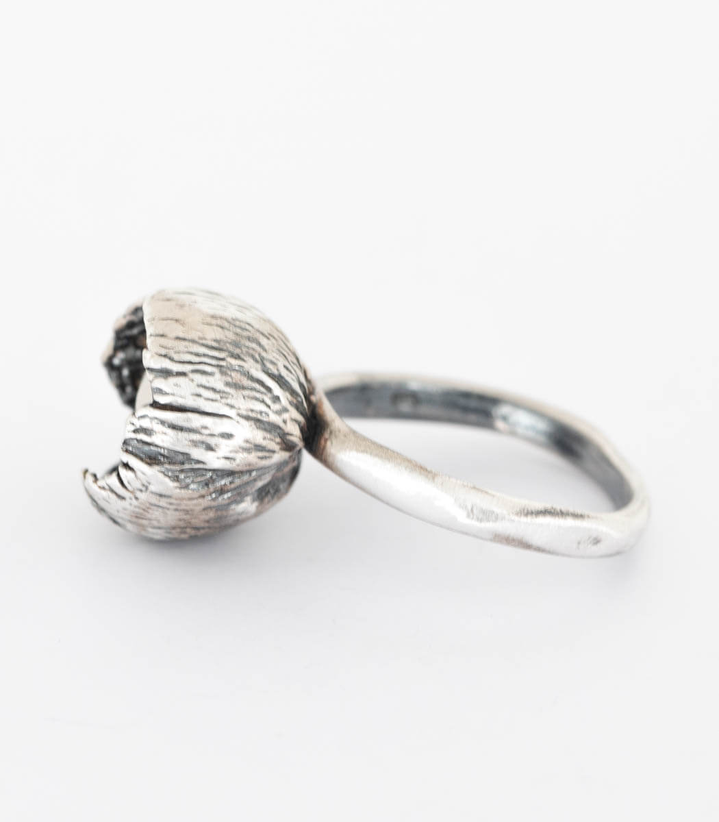 Silber Ring Blüte Perle Gr. 54