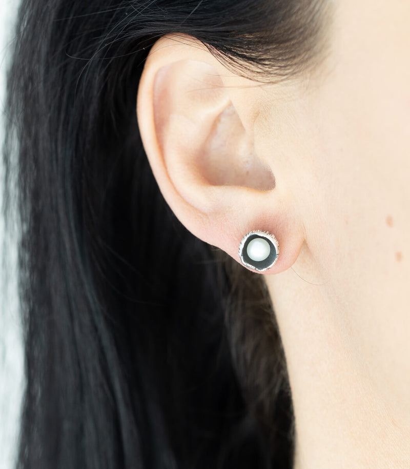 Silber Ohrstecker Blüte Perle