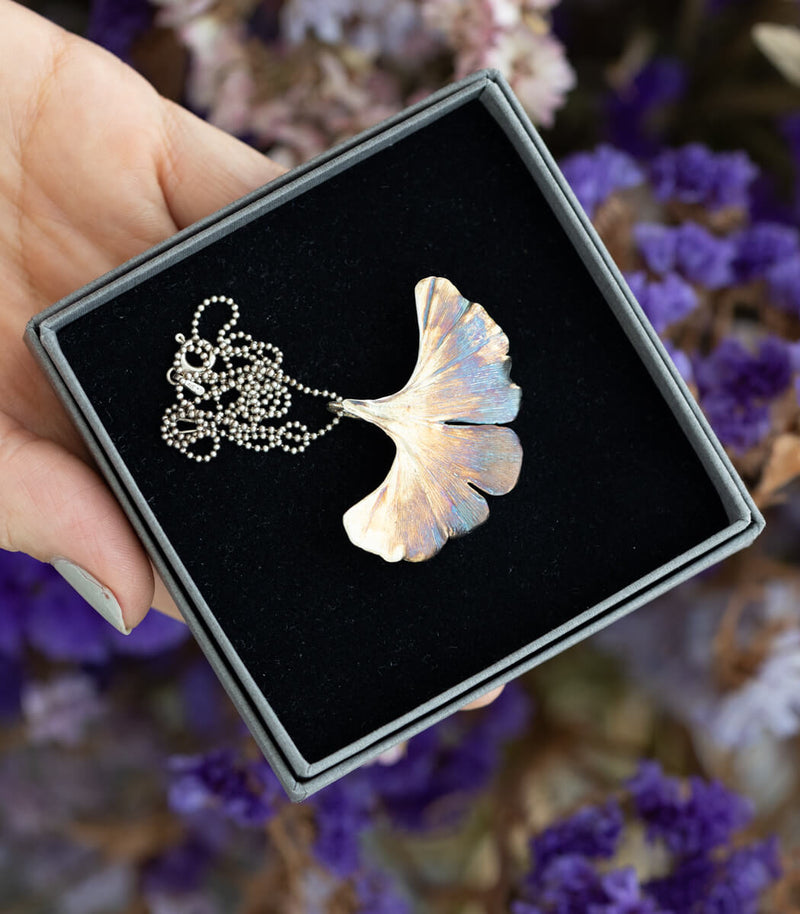 Silber Anhänger Ginkgoblatt
