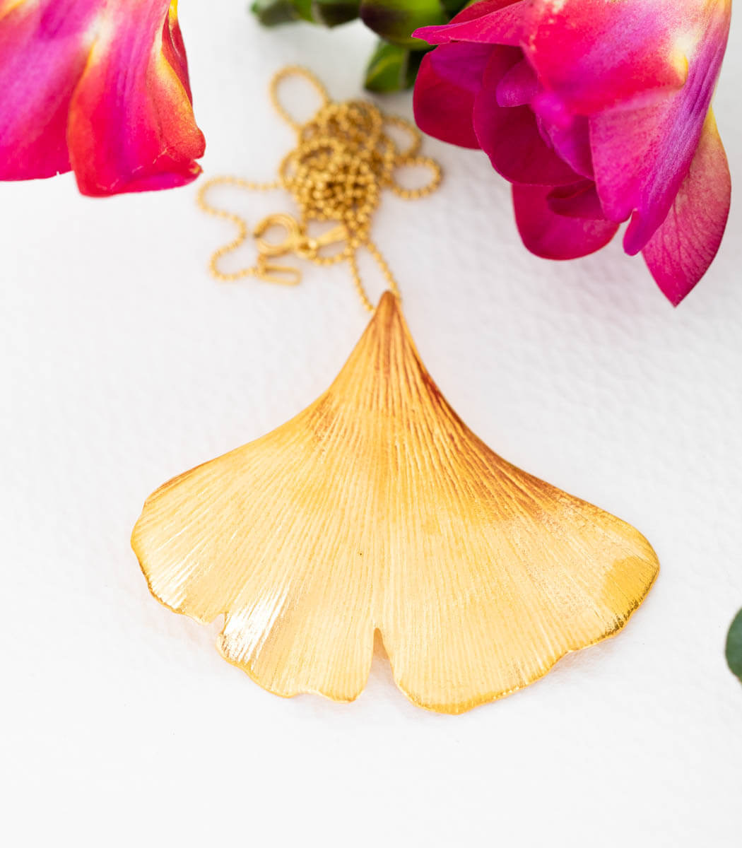 Gold Anhänger Ginkgoblatt