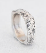 Silber Ring Steinstruktur schmal Gr. 57