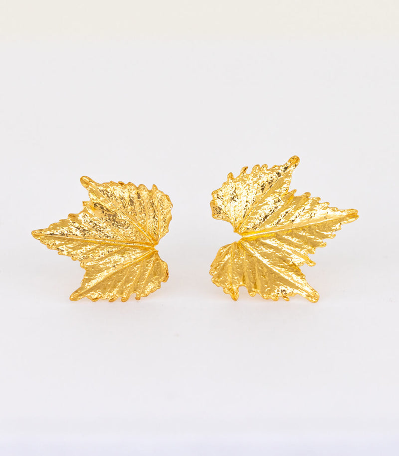 Gold Ohrstecker Weinblatt