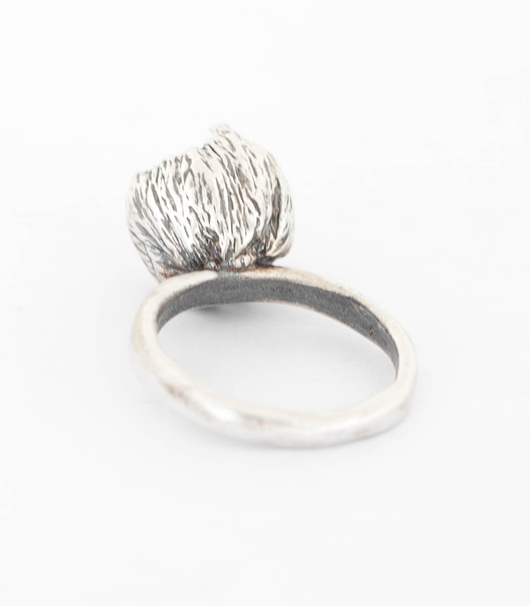 Silber Ring Blüte Perle Gr. 53