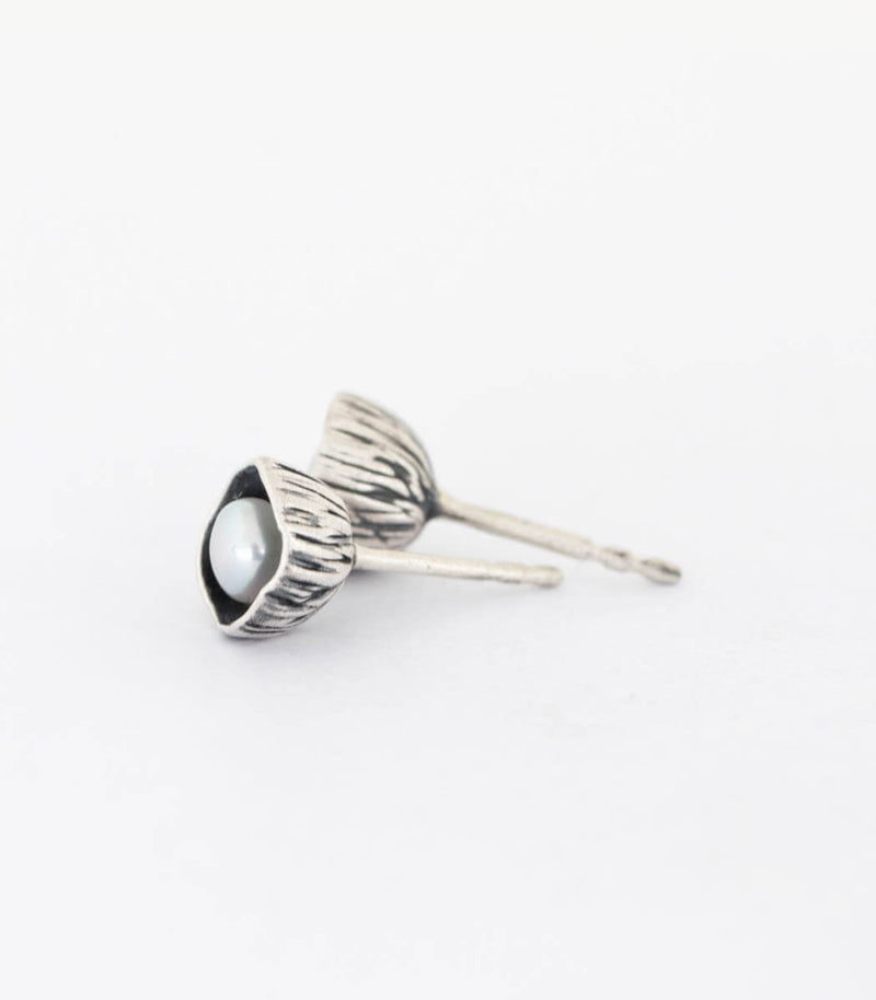 Silber Ohrstecker Blüte Perle