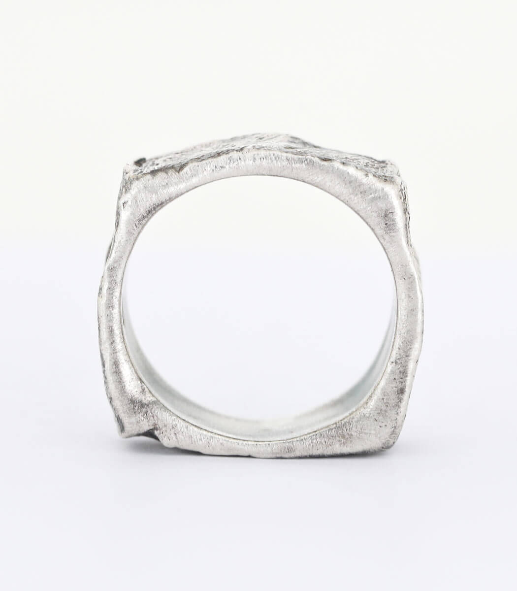 Silber Ring Steinstruktur schmal Gr. 52