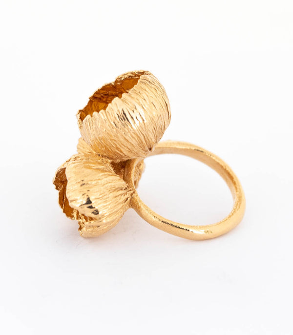 Bronze Ring 3 Blüten Gr. 51