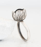 Silber Ring Blüte Perle Gr. 54