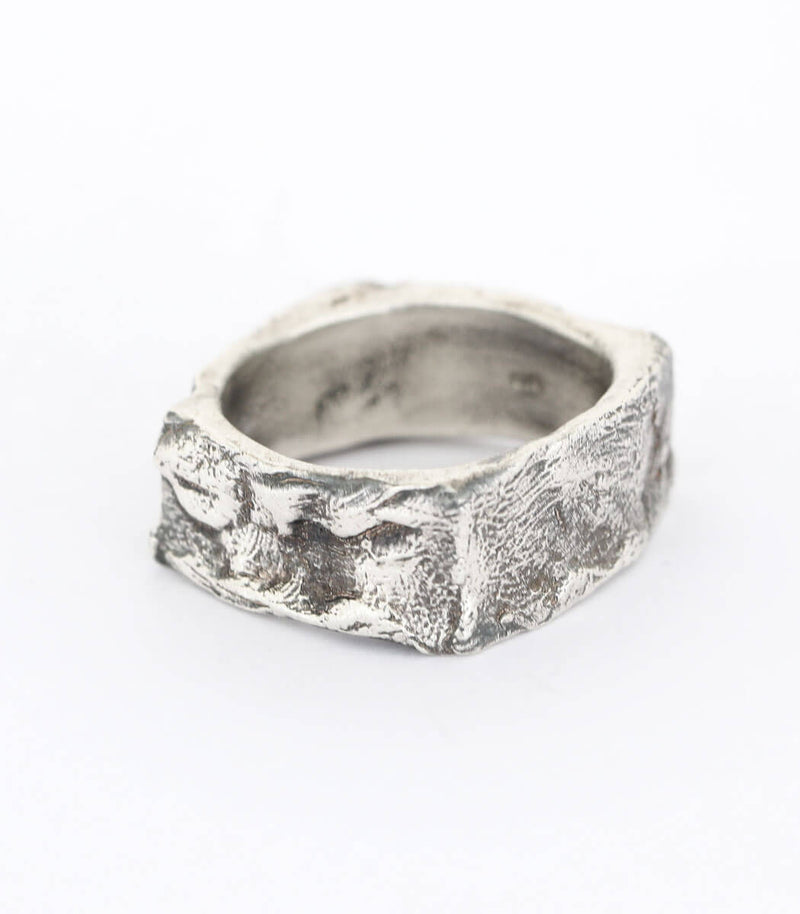 Silber Ring Steinstruktur schmal Gr. 52