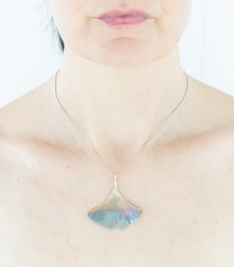 Silber Anhänger Ginkgoblatt