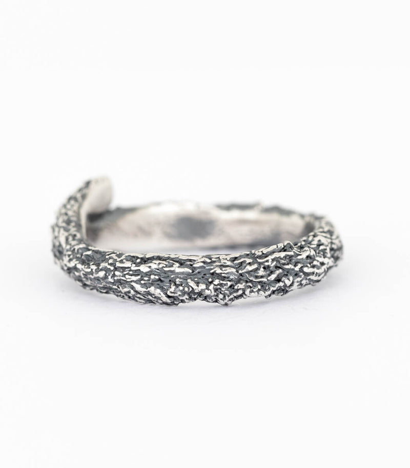 Ring Silber Baumrinde Gr.56