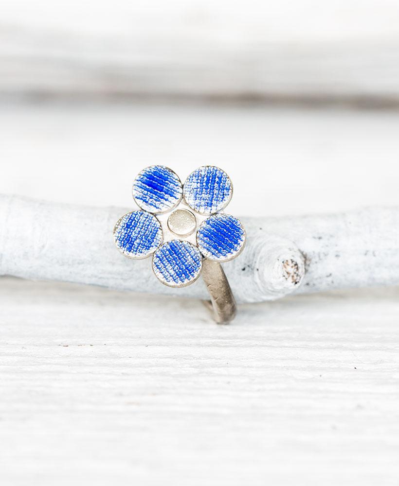 Silber Ring Blume Gr. 49