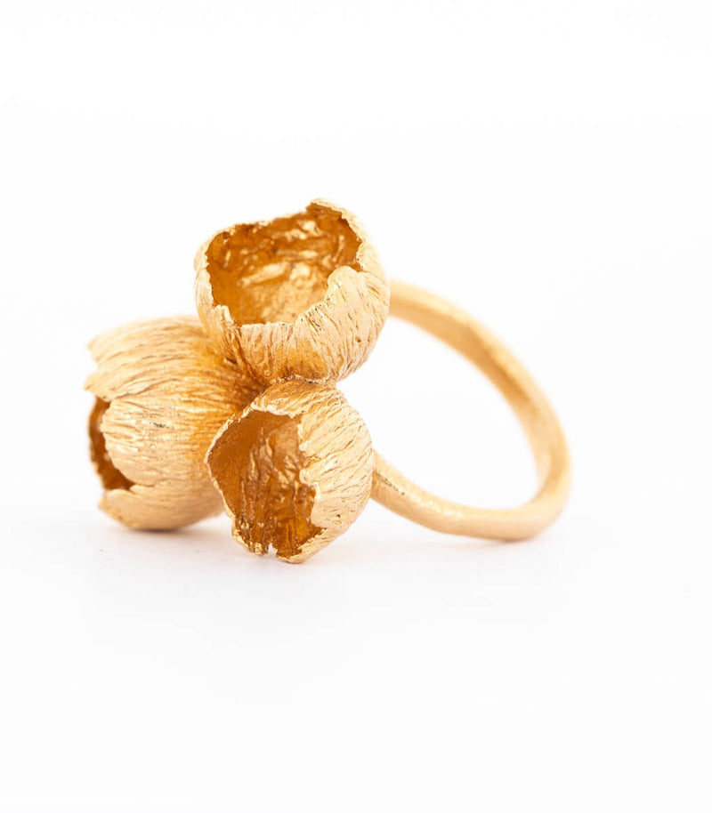 Bronze Ring 3 Blüten Gr. 55