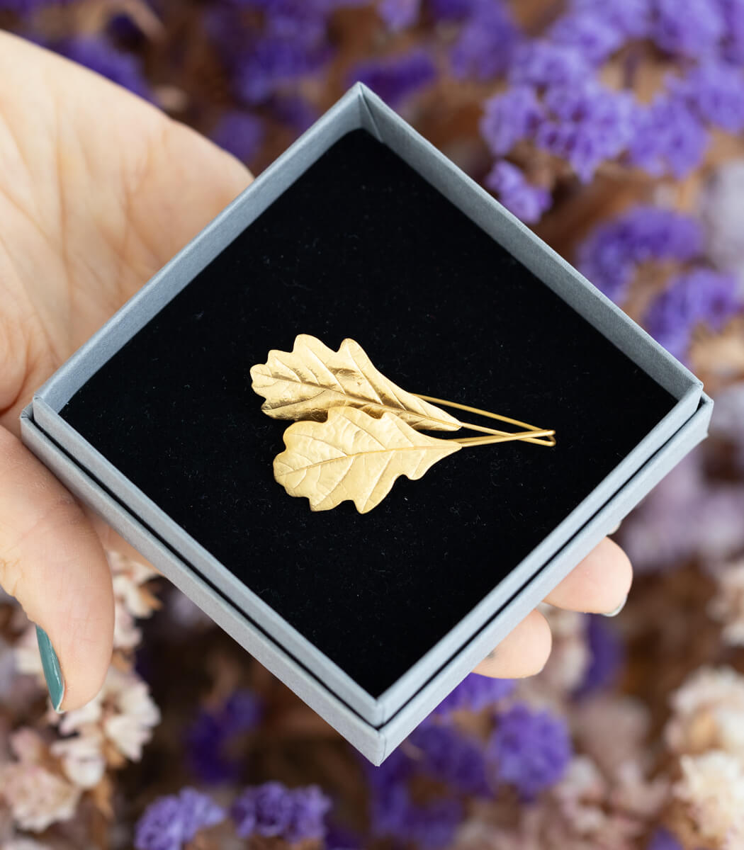 Eichenblatt Ohrhänger Gold