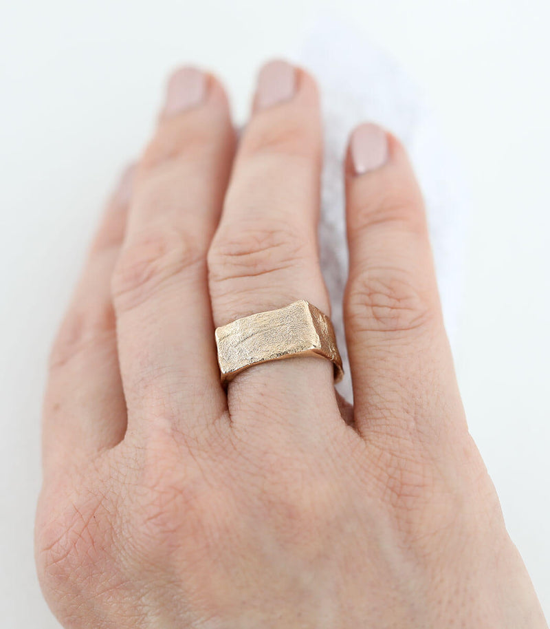 Bronze Ring Steinstruktur Gr. 55