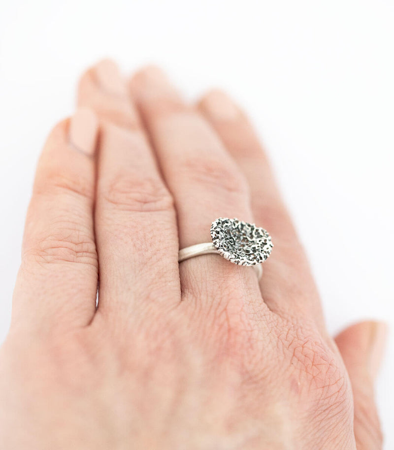 Silber Ring Korallenstruktur Gr. 56