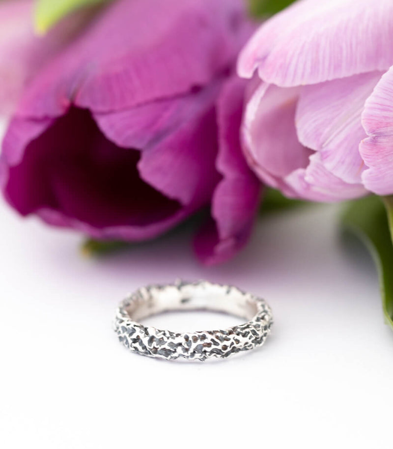 Silber Ring Korallenstruktur schmal Gr. 56