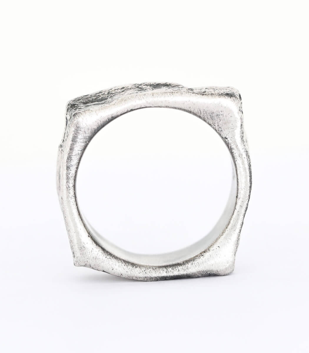 Silber Ring Steinstruktur schmal Gr. 54