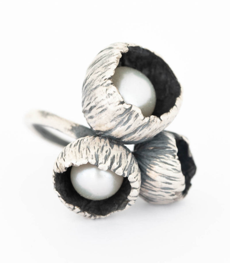 Silber Ring 3 Blüten Gr. 53