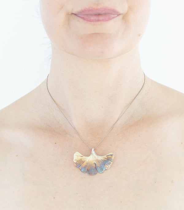 Silber Anhänger Ginkgoblatt
