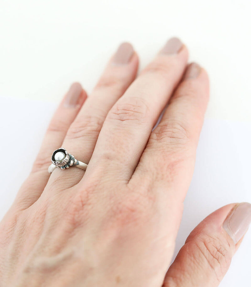 Silber Ring Blütenkelch Gr. 53