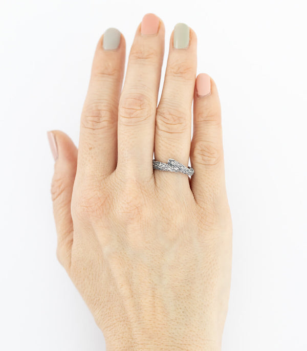 Ring Silber Baumrinde Gr.56