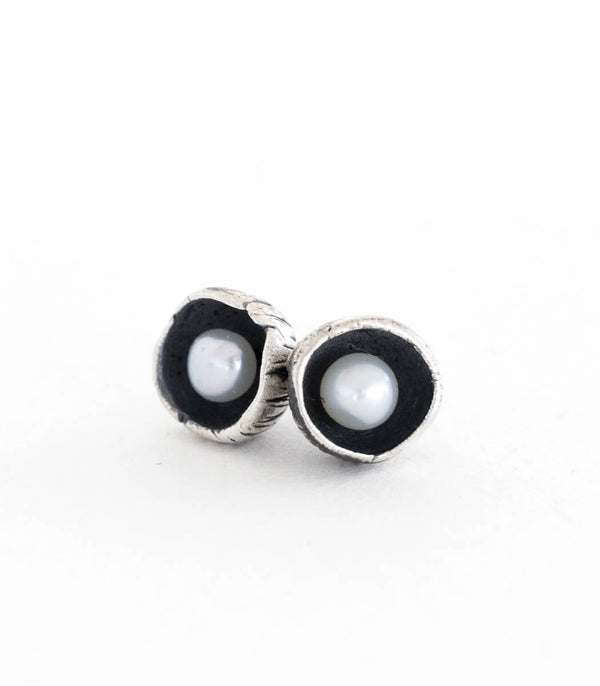 Silber Ohrstecker Blüte Perle