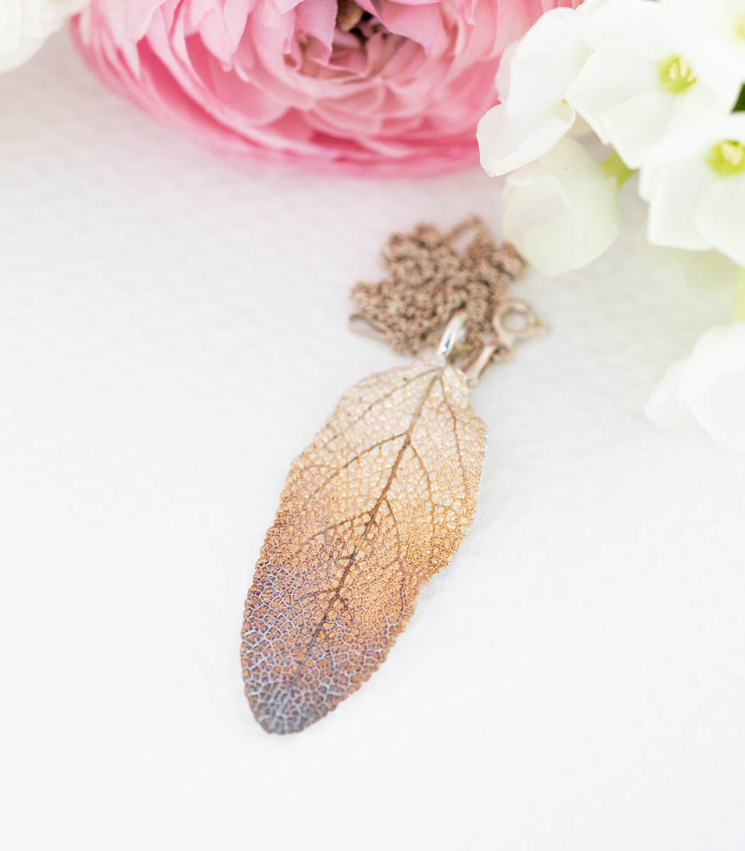 Silver pendant sage leaf