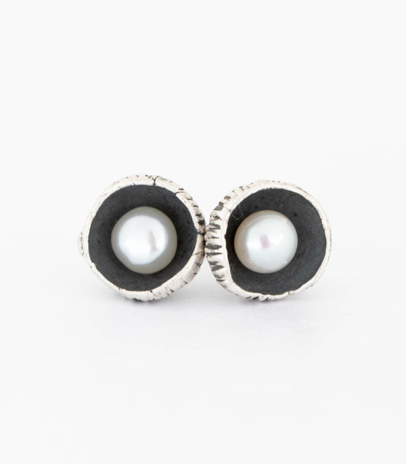 Silber Ohrstecker Blüte Perle