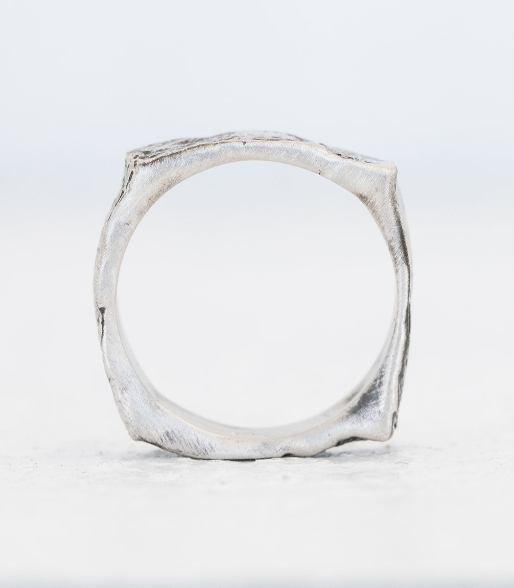 Silber Ring Steinstruktur schmal Gr. 53